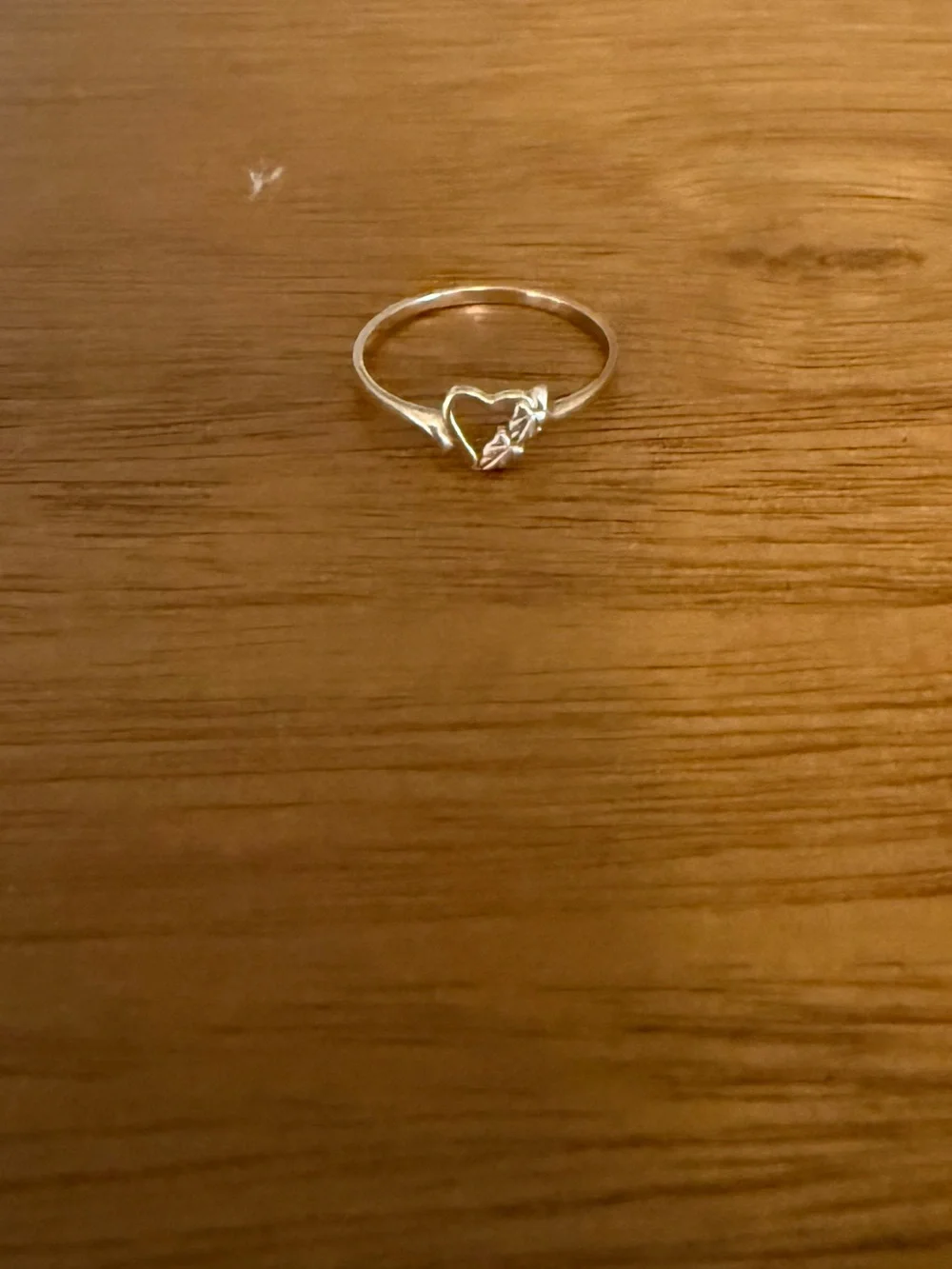 10K Black Hills Gold Heart Ring with Tri-Color Leaf Accents